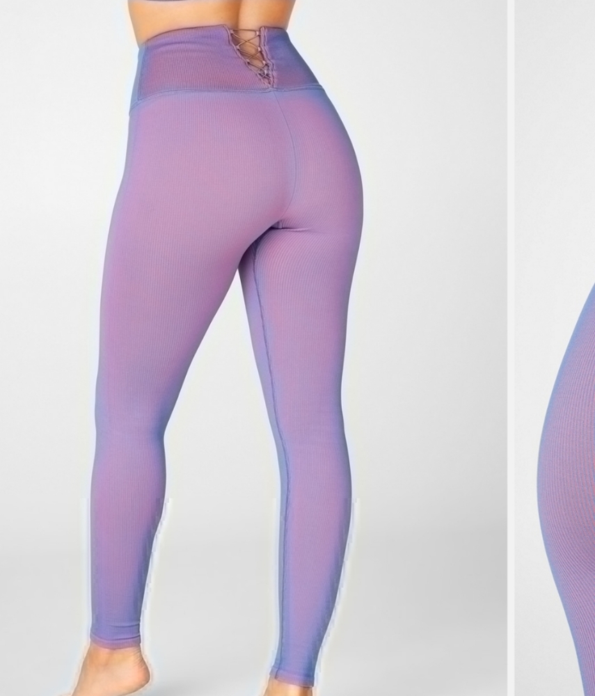 Fabletics Seamless Ribbed Purple Set - image 1